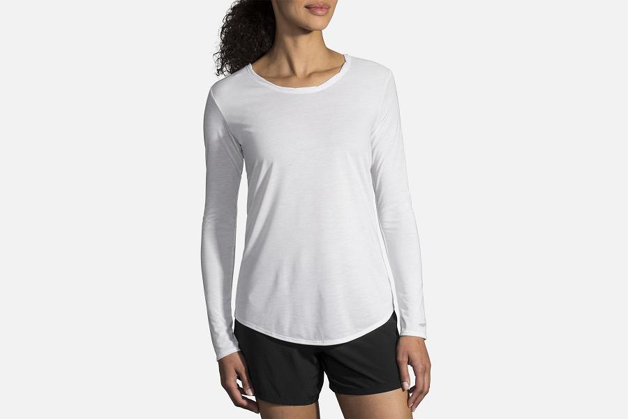 Brooks Distance Women T-Shirts & Long Sleeve Running Shirt White YTS214378